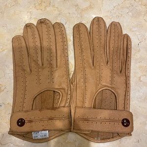 Vintage 1970s Marahall Fields & Co Brown Pigskin Leather Driving Gloves Mens S